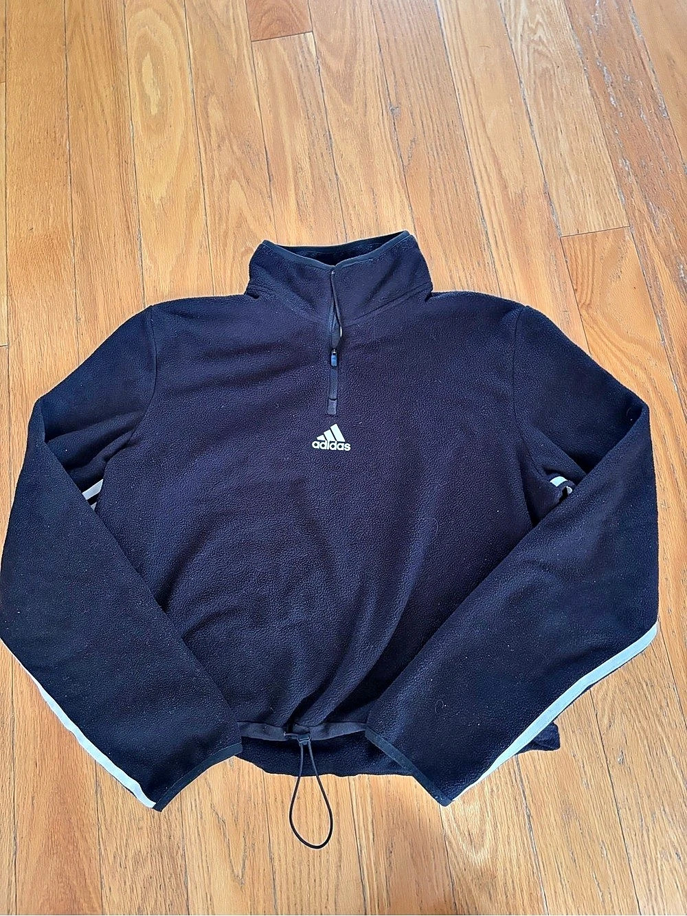 adidas Essentials 3-Stripes Fleece Quarter-Zip Pullover Black Large